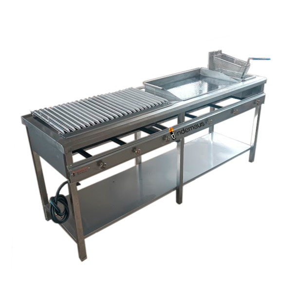 Mueble industrial de parrilla y plancha asadora